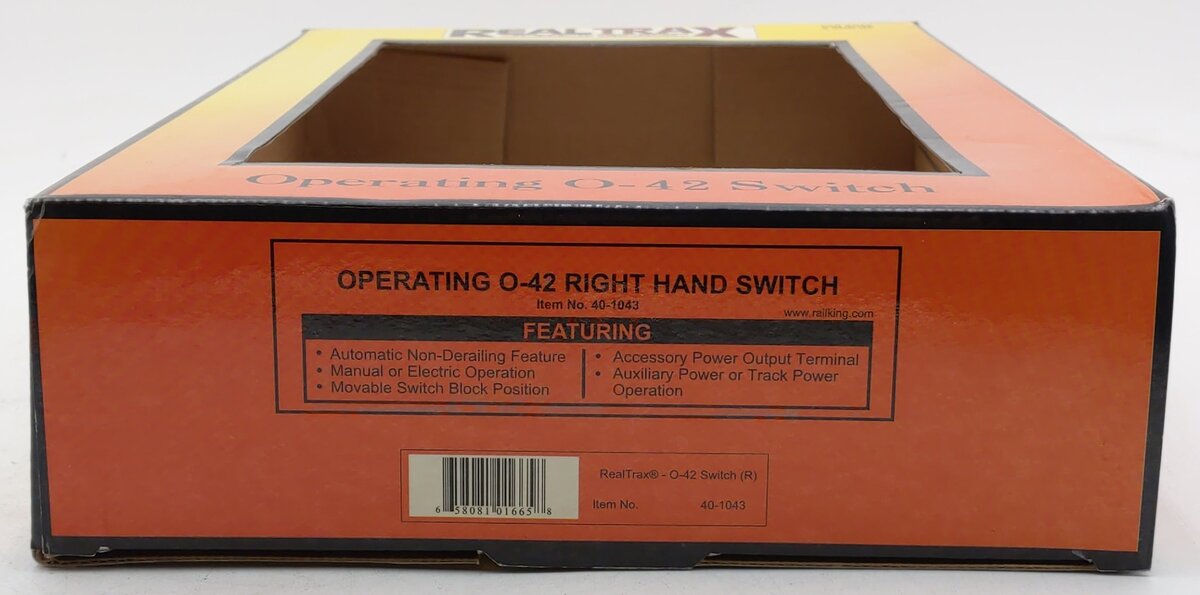 MTH 40-1043 O42 RealTrax Nickel Silver Right Hand Remote Switch Turnout EX/Box