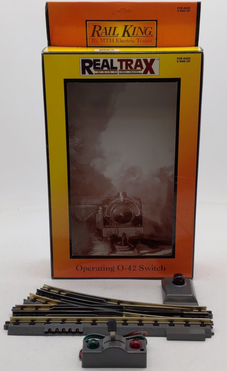 MTH 40-1043 O42 RealTrax Nickel Silver Right Hand Remote Switch Turnout EX/Box