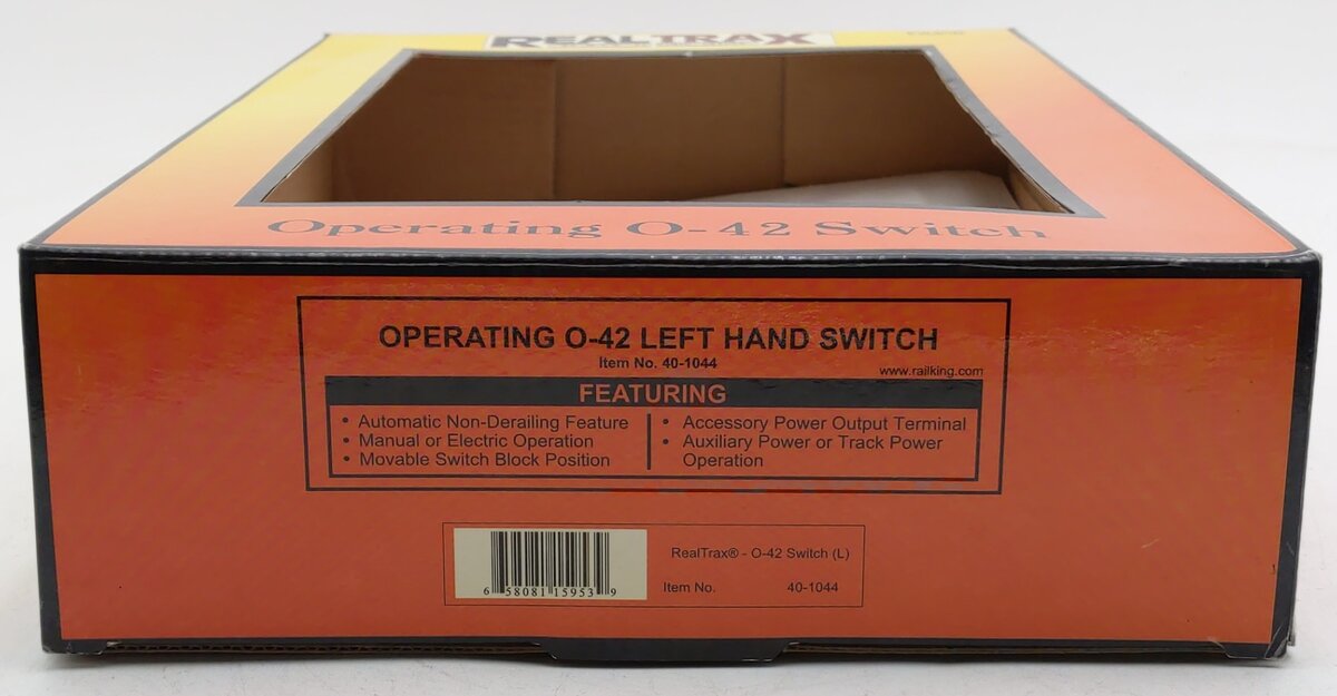 MTH 40-1044 O42 RealTrax Nickel Silver Left Hand Remote Switch Turnout EX/Box