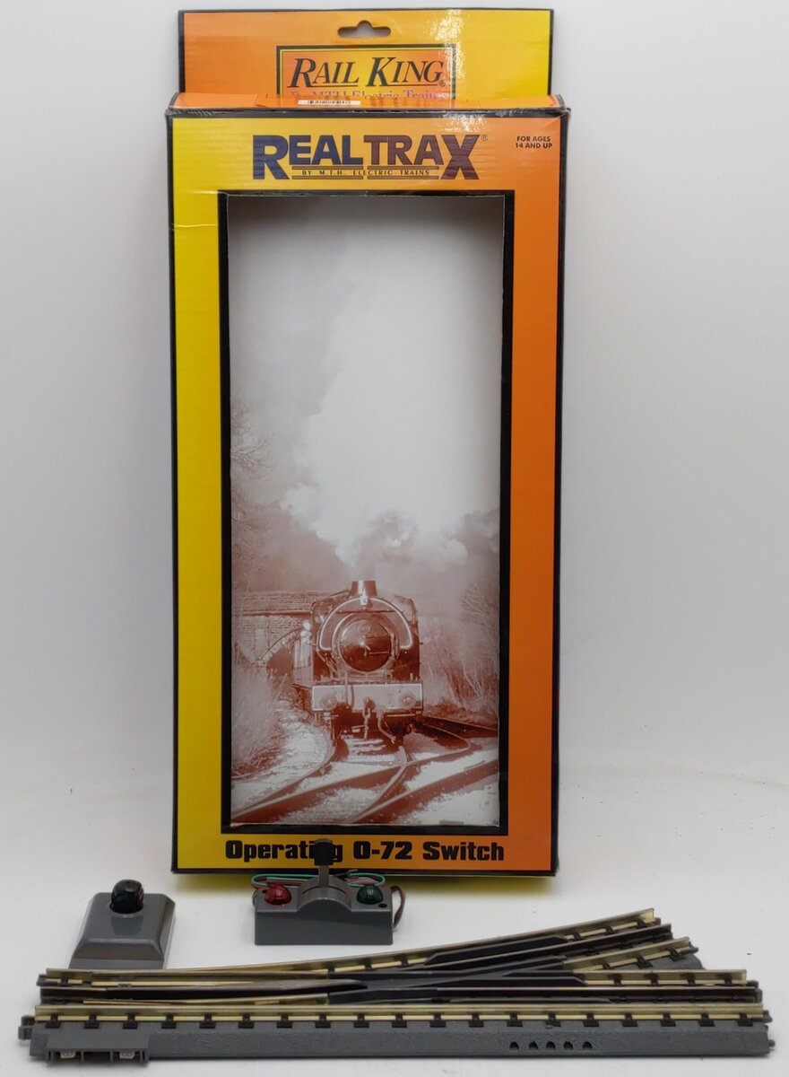 MTH 40-1021 O72 RealTrax Nickel Silver Left Hand Remote Switch Turnout EX/Box