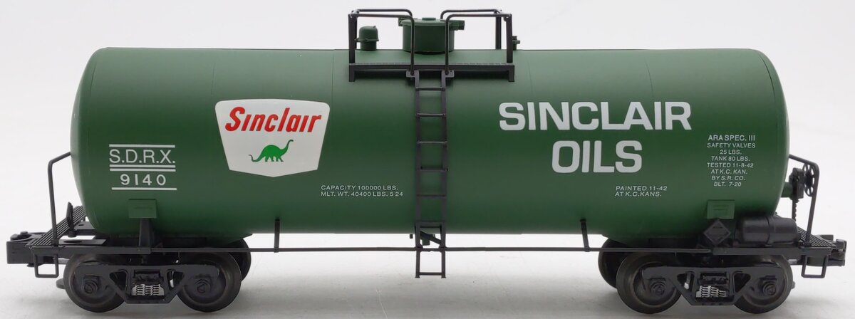 Weaver U1334LD O Gauge Sinclair 40' Oil Tank Car #9140 (3 Rail) EX/Box