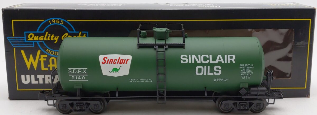 Weaver U1334LD O Gauge Sinclair 40' Oil Tank Car #9140 (3 Rail) EX/Box