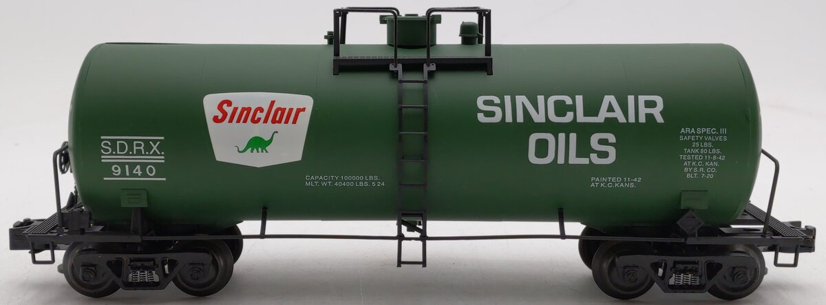 Weaver U1334LD O Gauge Sinclair 40' Oil Tank Car #9140 (3 Rail) EX/Box