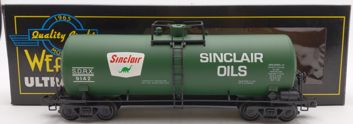 Weaver U1334LD O Gauge Sinclair 40' Oil Tank Car #9142 (3 Rail) EX/Box