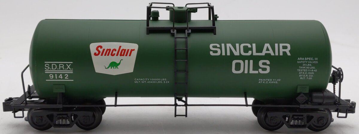 Weaver U1334LD O Gauge Sinclair 40' Oil Tank Car #9142 (3 Rail) EX/Box