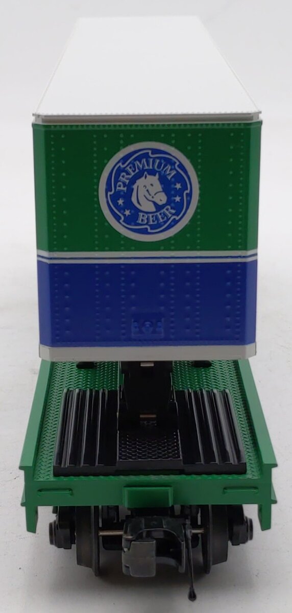 MTH 20-98630 O Gauge Rolling Rock Flat Car w/48’ Trailer #33 EX/Box
