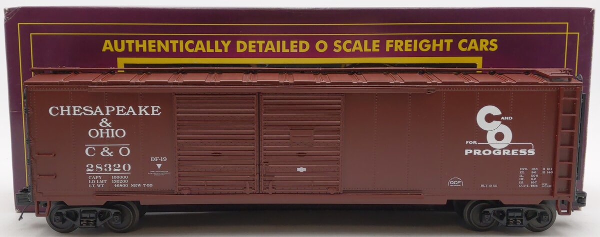 MTH 20-93344 O Gauge Chesapeake & Ohio Double Door 50' Box Car #28320 EX/Box