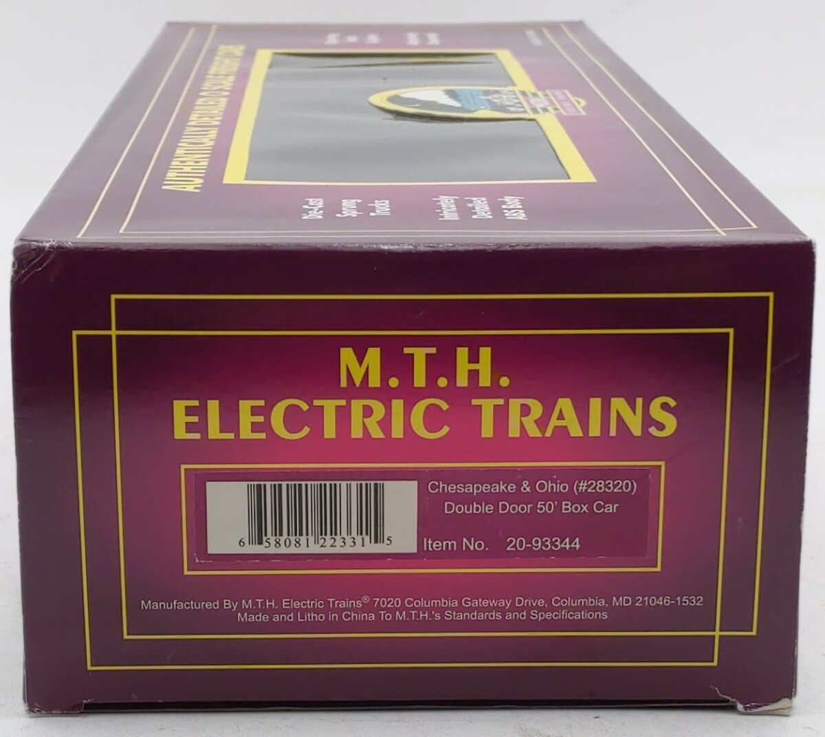 MTH 20-93344 O Gauge Chesapeake & Ohio Double Door 50' Box Car #28320 EX/Box