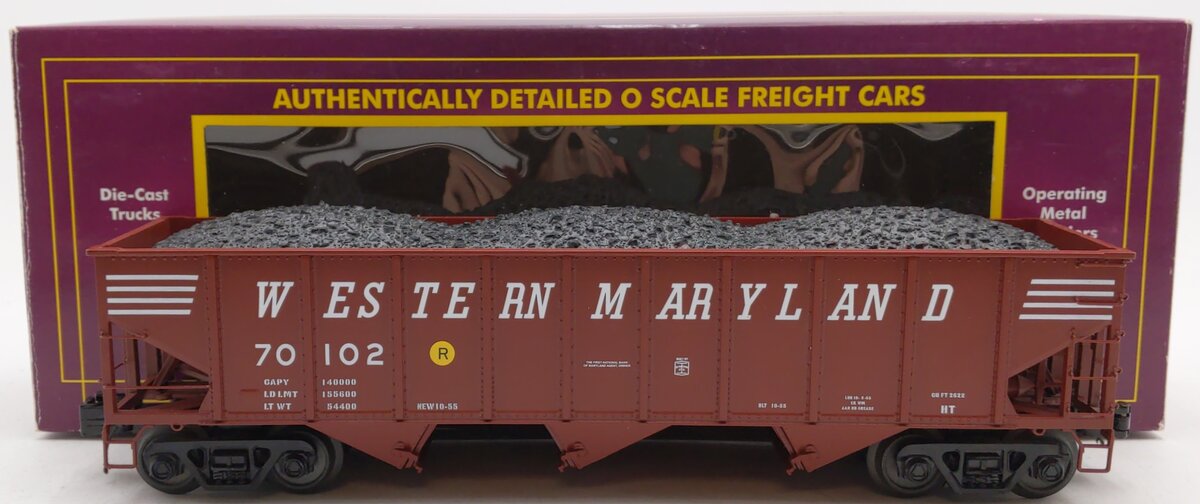 MTH 20-97702 O Gauge Western Maryland 70-ton 3-Bay Hopper Car LN/Box