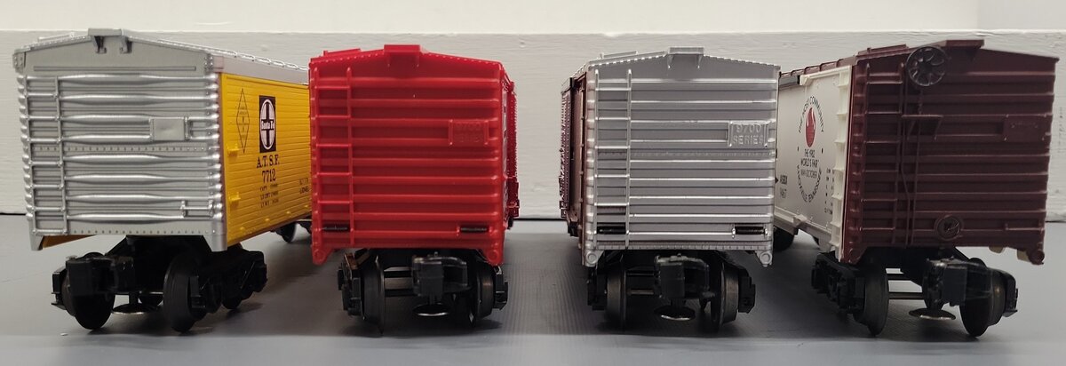 Lionel O Gauge Assorted Boxcars: #7712, #9443, #9467, #9751 [4] LN/Box