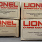Lionel O Gauge Assorted Freight Cars: #9321, #9322, #9323, #9880 [4] LN/Box