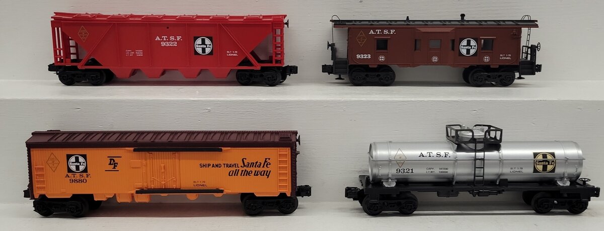 Lionel O Gauge Assorted Freight Cars: #9321, #9322, #9323, #9880 [4] LN/Box