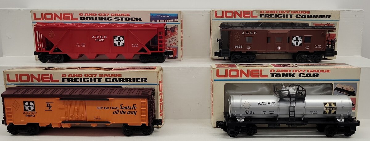 Lionel O Gauge Assorted Freight Cars: #9321, #9322, #9323, #9880 [4] LN/Box