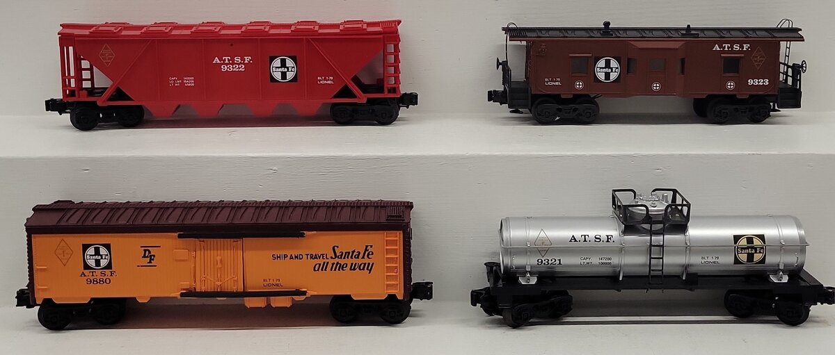 Lionel O Gauge Assorted Freight Cars: #9321, #9322, #9323, #9880 [4] LN/Box