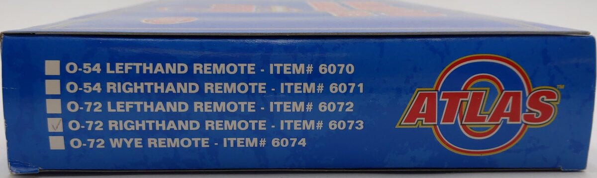 Atlas 6073 O Nickel Silver O-72 Right Hand Remote Switch Turnout EX/Box
