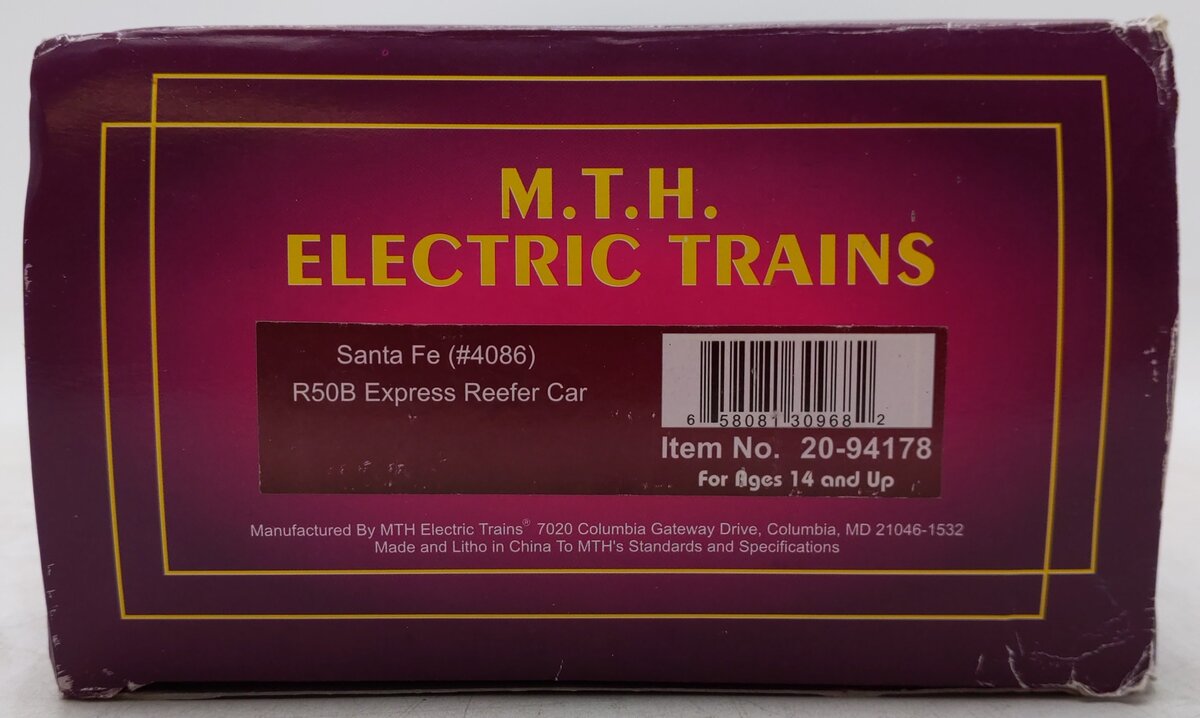 MTH 20-94178 Santa Fe Blue R50B Express Reefer Car EX/Box