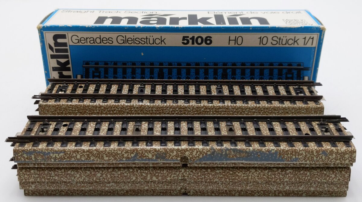 Marklin 5106 HO M Track Metal Straight Track (Box of 10) VG/Box