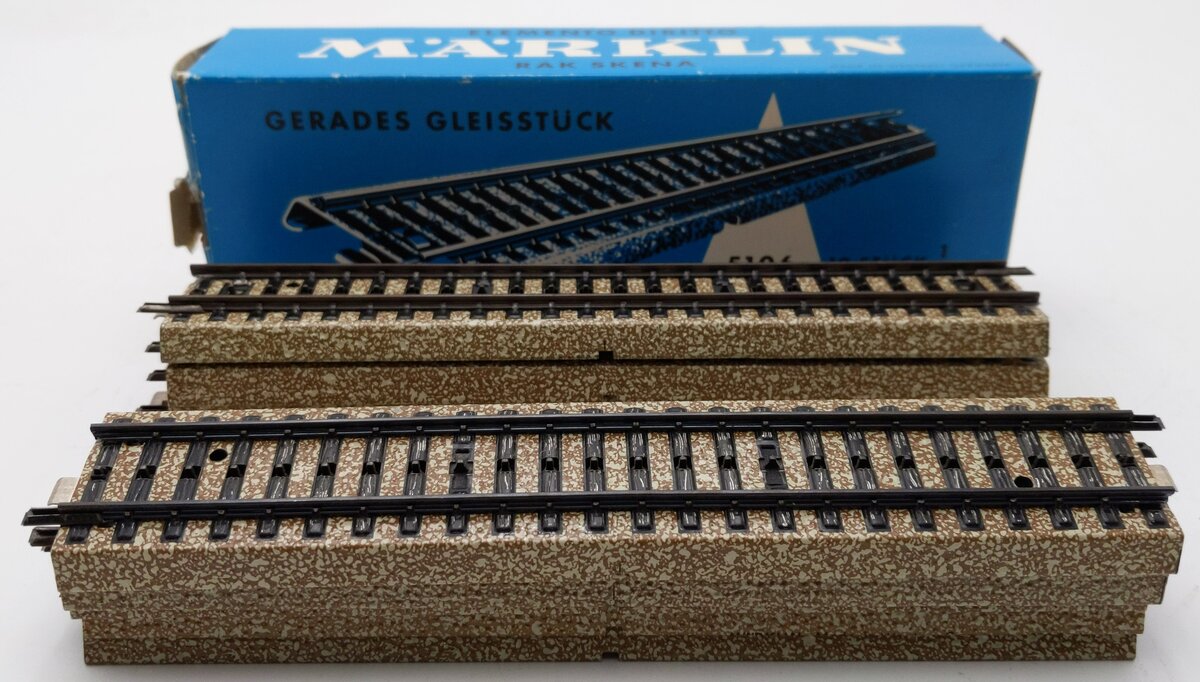 Marklin 5106 HO M Track Metal Straight Track (Box of 10) VG/Box