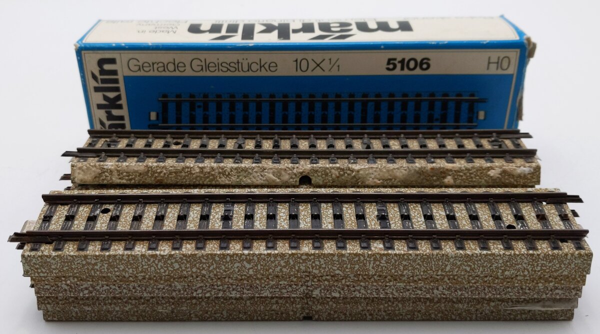 Marklin 5106 HO M Track Metal Straight Track (Box of 10) VG/Box