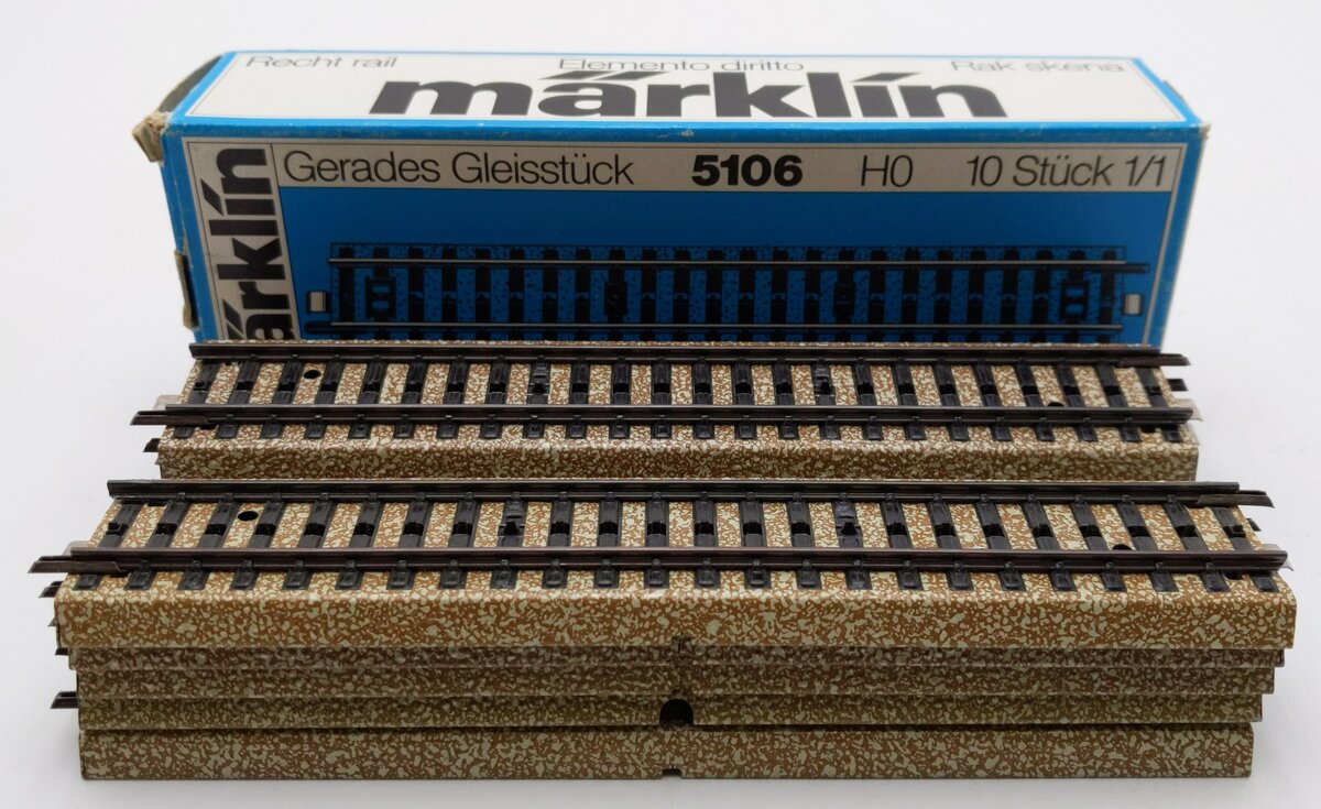 Marklin 5106 HO M Track Metal Straight Track (Box of 10) VG/Box
