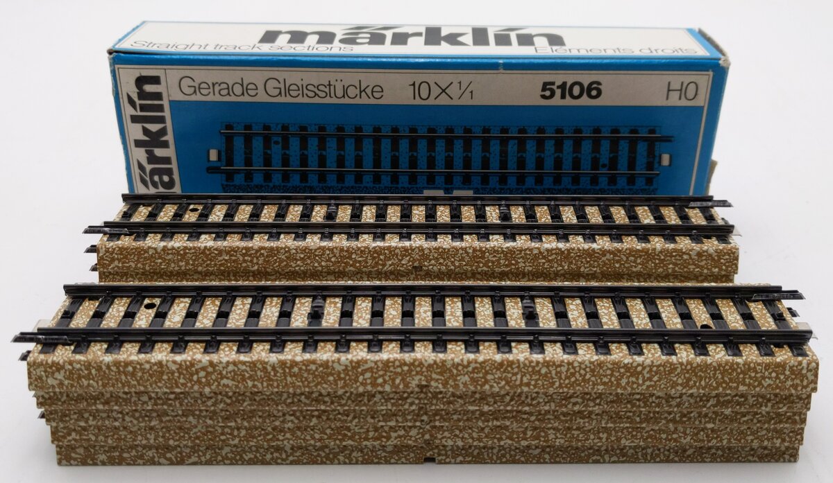 Marklin 5106 HO M Track Metal Straight Track (Box of 10) VG/Box