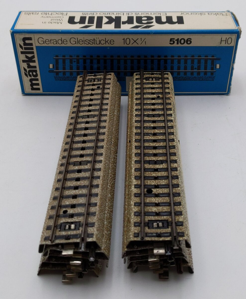 Marklin 5106 HO M Track Metal Straight Track (Box of 10) VG/Box