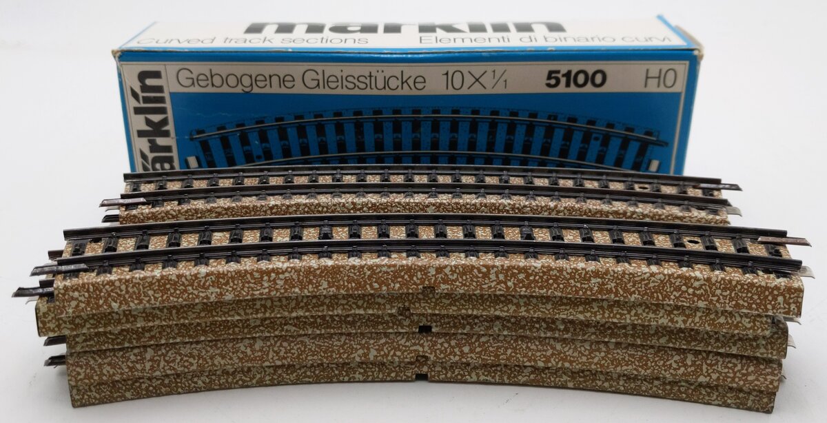 Marklin 5100 HO Scale M Track Metal Curved Track (Box of 10) EX/Box