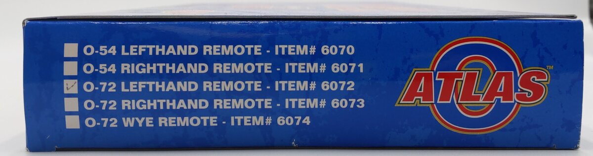 Atlas 6072 O Nickel Silver O-72 Left Hand Remote Switch Turnout VG/Box