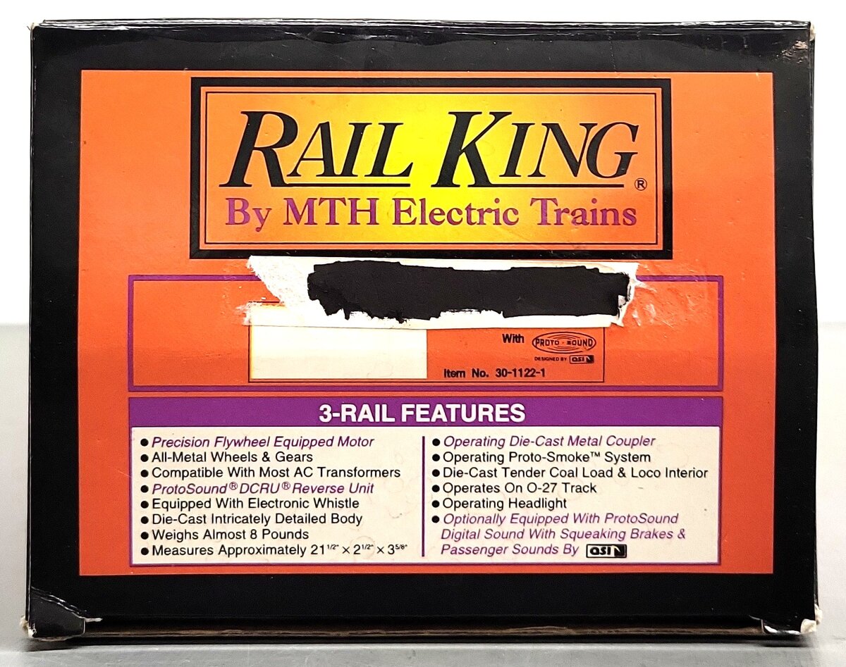 MTH 30-1122-1 O Gauge Custom B&M 4-6-2 Steam Locomotive & Tender w/PS1 #3700 EX/Box