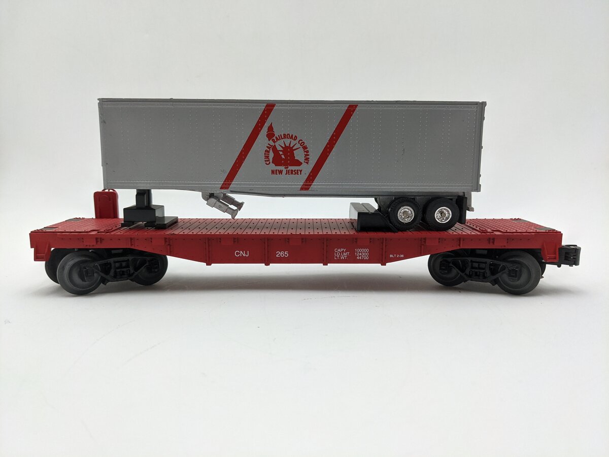 Franks 9402 O Gauge Central New Jersey Flatcar W/ Trailer VG