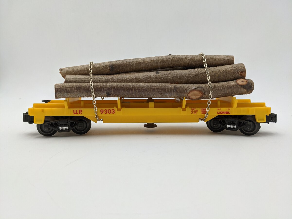 Lionel 6-9303 O Gauge Union Pacific Operating Log Dump Car EX
