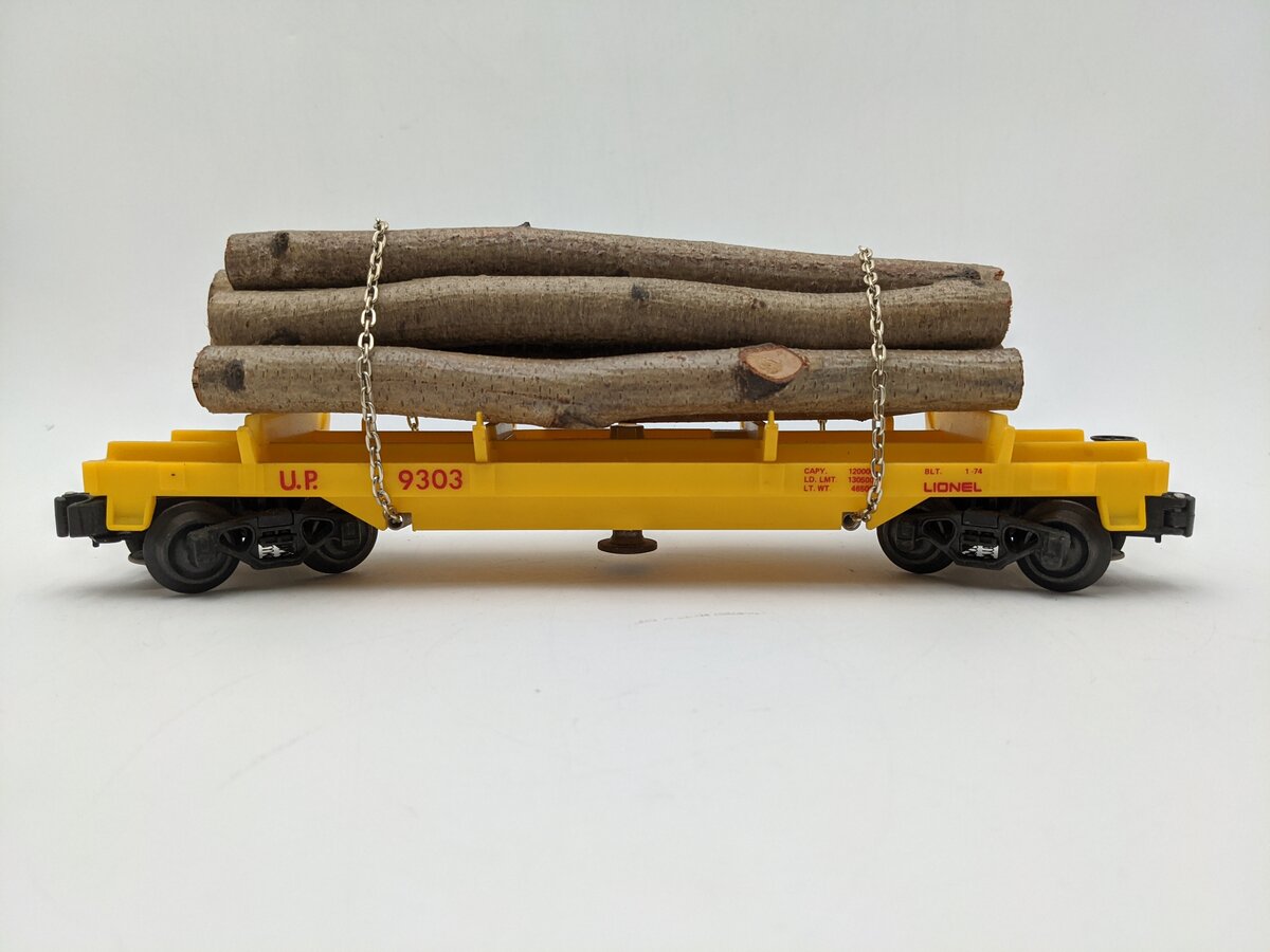 Lionel 6-9303 O Gauge Union Pacific Operating Log Dump Car EX