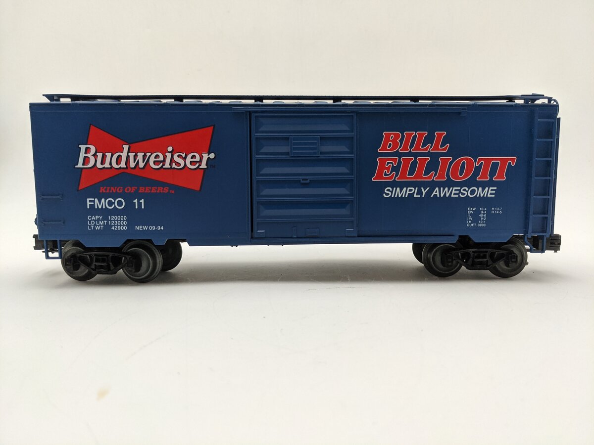 Weaver FMCO11 O Gauge Budweiser Racing Bill Elliott Boxcar VG