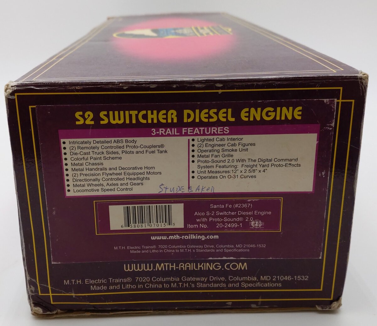 MTH 20-2499-1 O Studebaker Alco S-2 Switcher Diesel w/PS2 #3 -Custom Painted