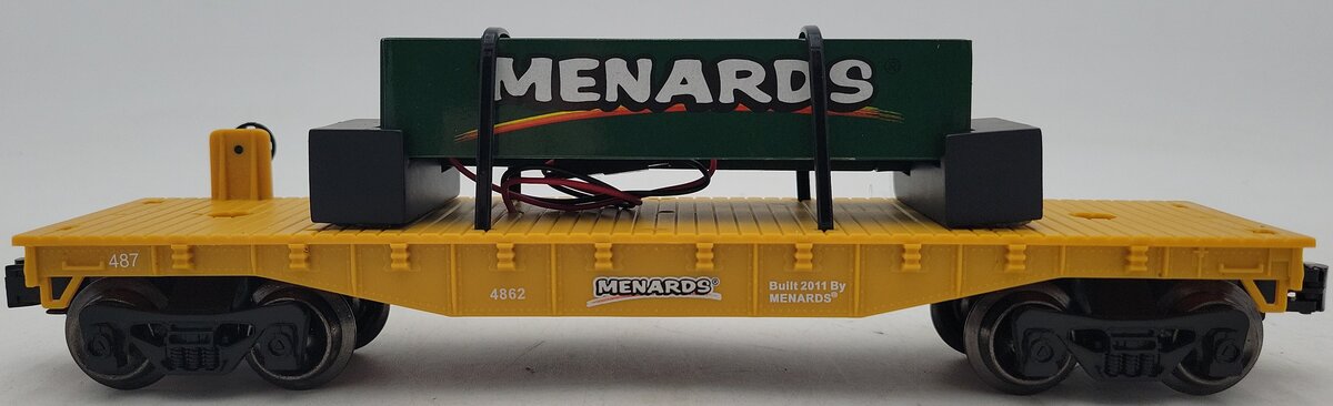 Menards 279-0652 O Flatcar with Menards Sign w/Working Lights #4862 LN/Box