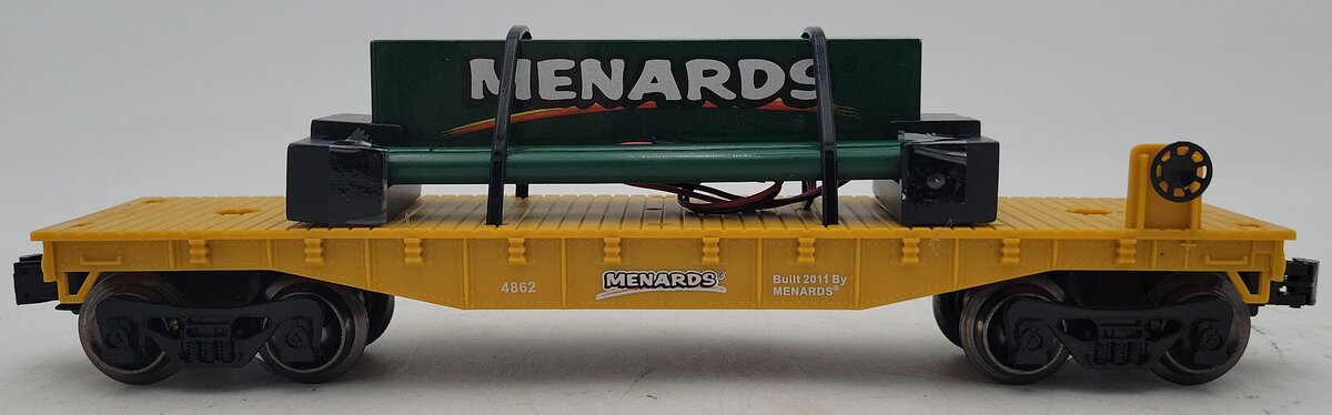 Menards 279-0652 O Flatcar with Menards Sign w/Working Lights #4862 LN/Box