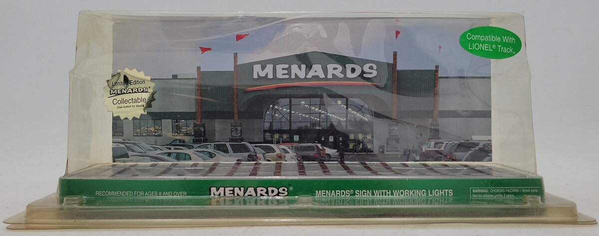 Menards 279-0652 O Flatcar with Menards Sign w/Working Lights #4862 LN/Box