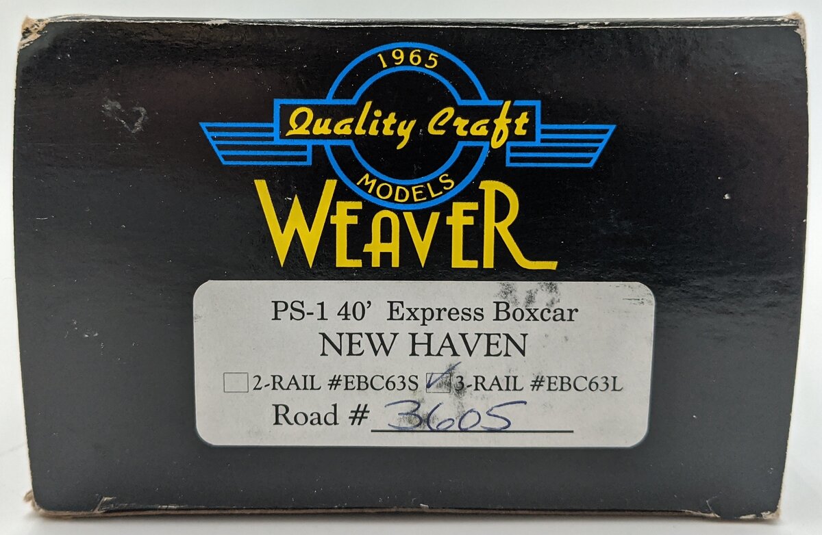 Weaver EBC63L 40' Express Boxcar New Haven #3605 3-Rail VG/Box