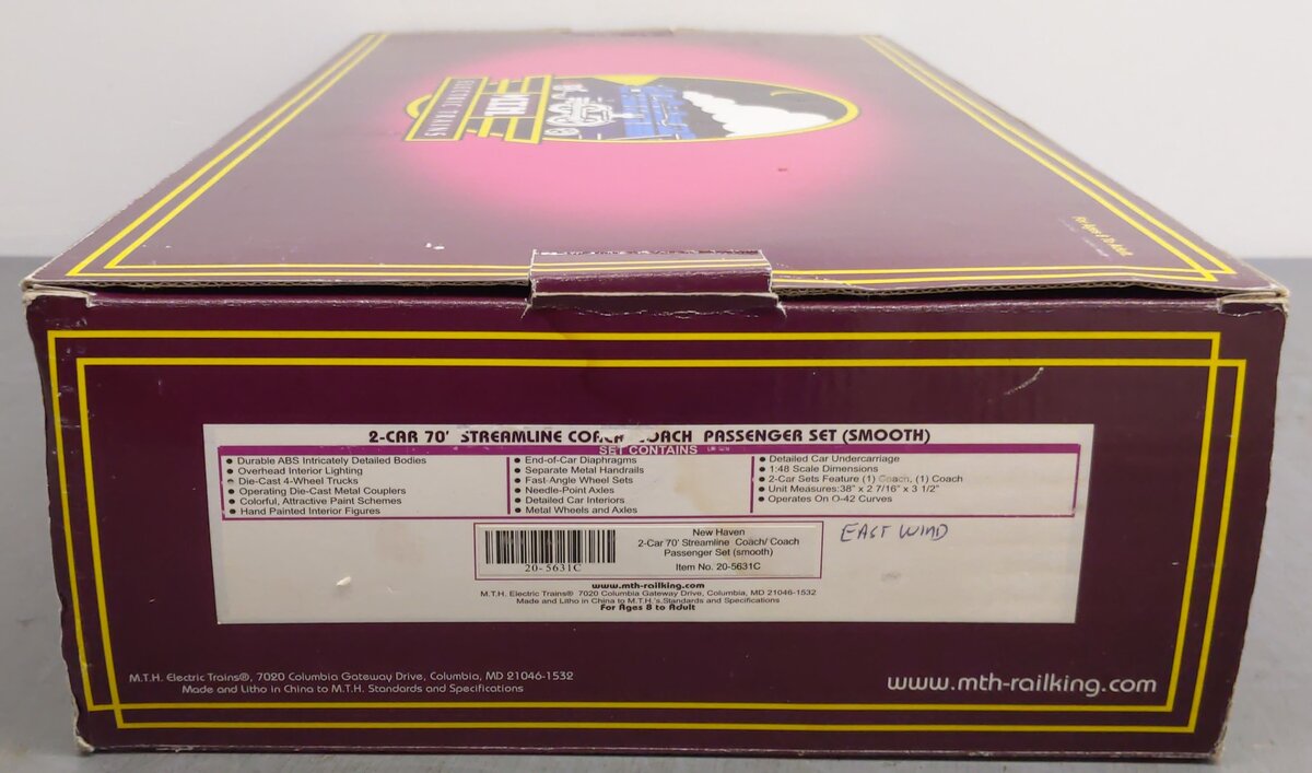 MTH 20-5631C O Gauge New Haven "East Wind" Passenger Car Set (Set of 2) EX/Box
