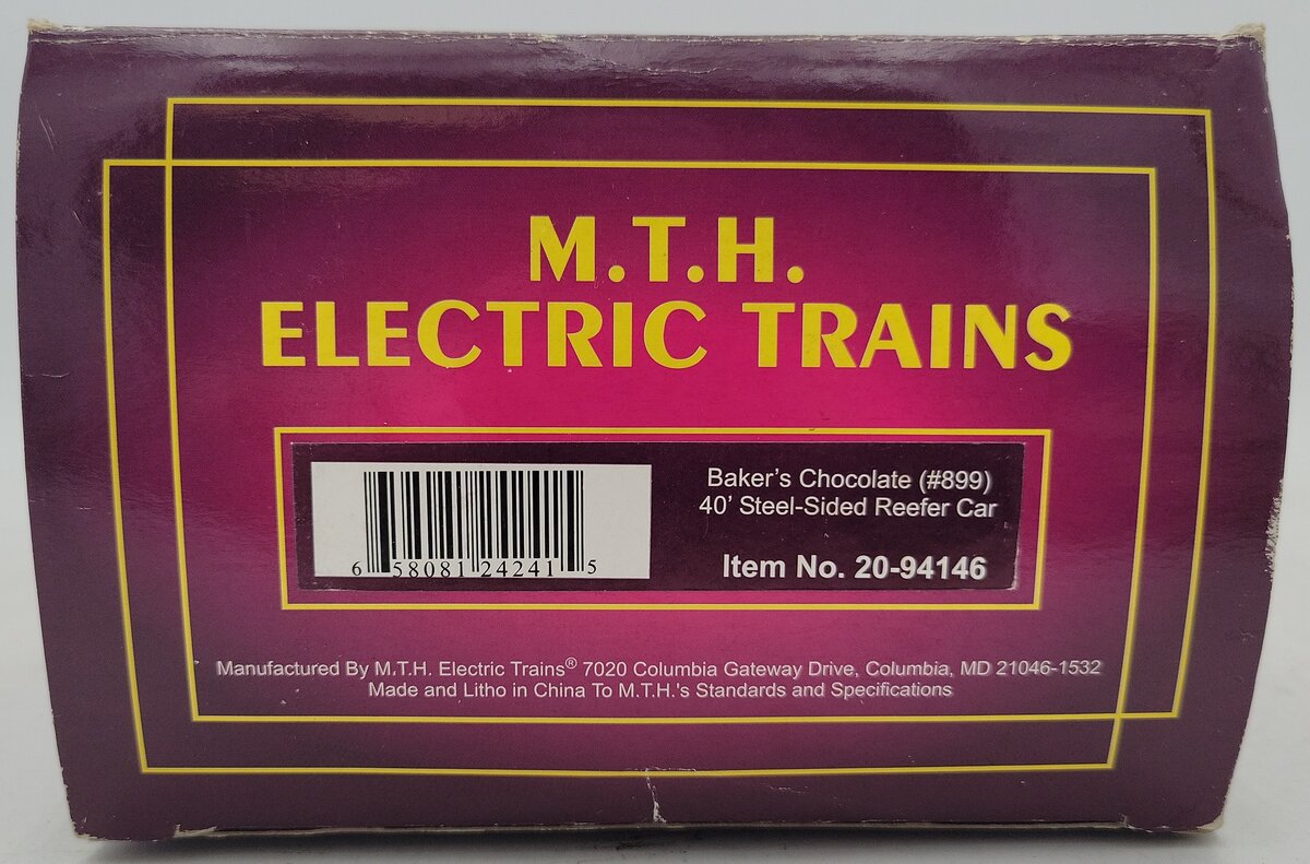 MTH 20-94146 O Baker's Chocolate 40' Reefer Car #899 LN/Box