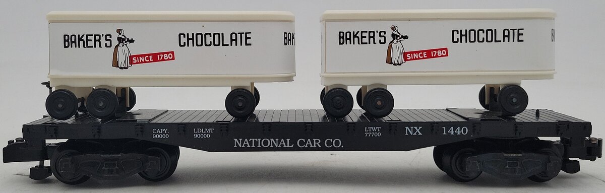 Portlines Hobbies 1440 S Scale NCCX Flatcar w/ Baker's Chocolate Trailers EX/Box