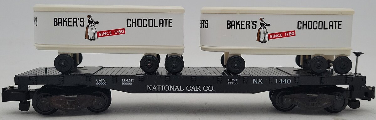 Portlines Hobbies 1440 S Scale NCCX Flatcar w/ Baker's Chocolate Trailers EX/Box