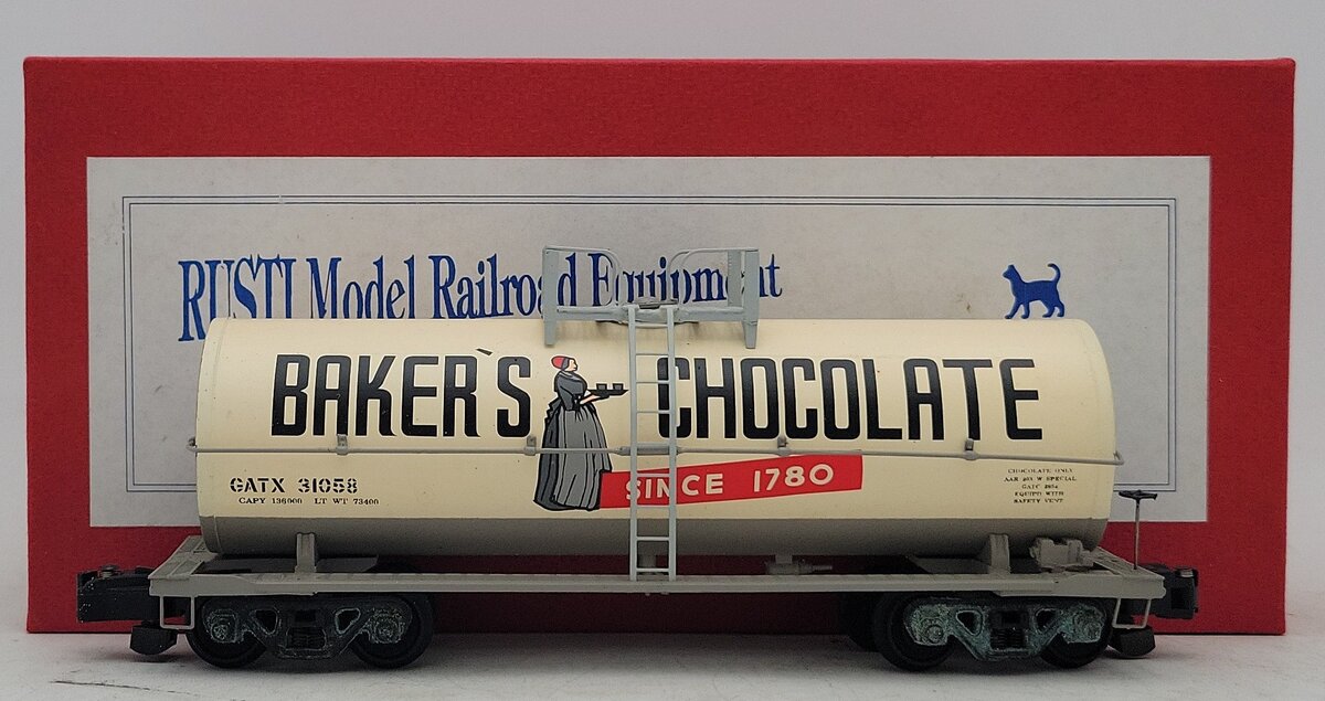 Downs Model RR 31058 S Gauge Baker's Chocolate Tank Car VG/Box