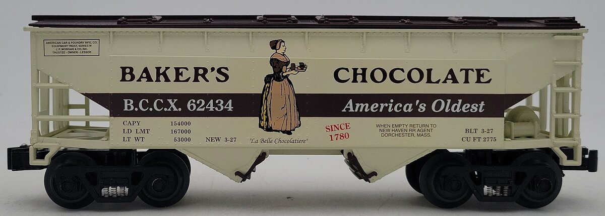 RMT 96399 O Gauge Baker's Chocolate Covered Hopper #62434 LN