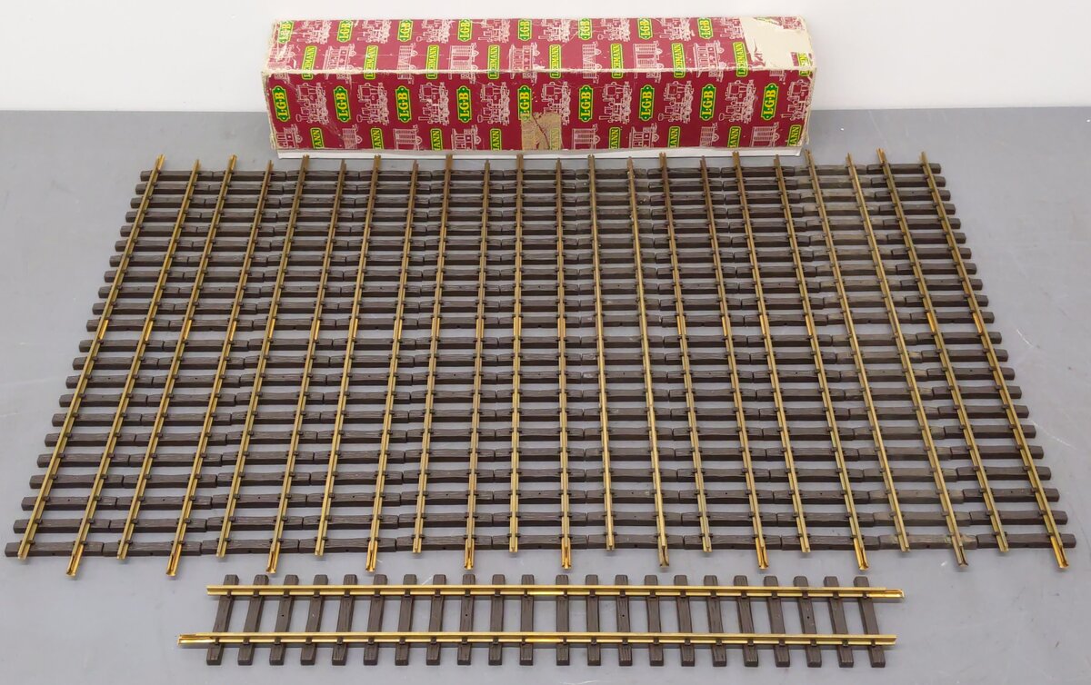 LGB 1060 G Scale 600mm 24" Brass Rail Straight Track (Box of 12) EX/Box