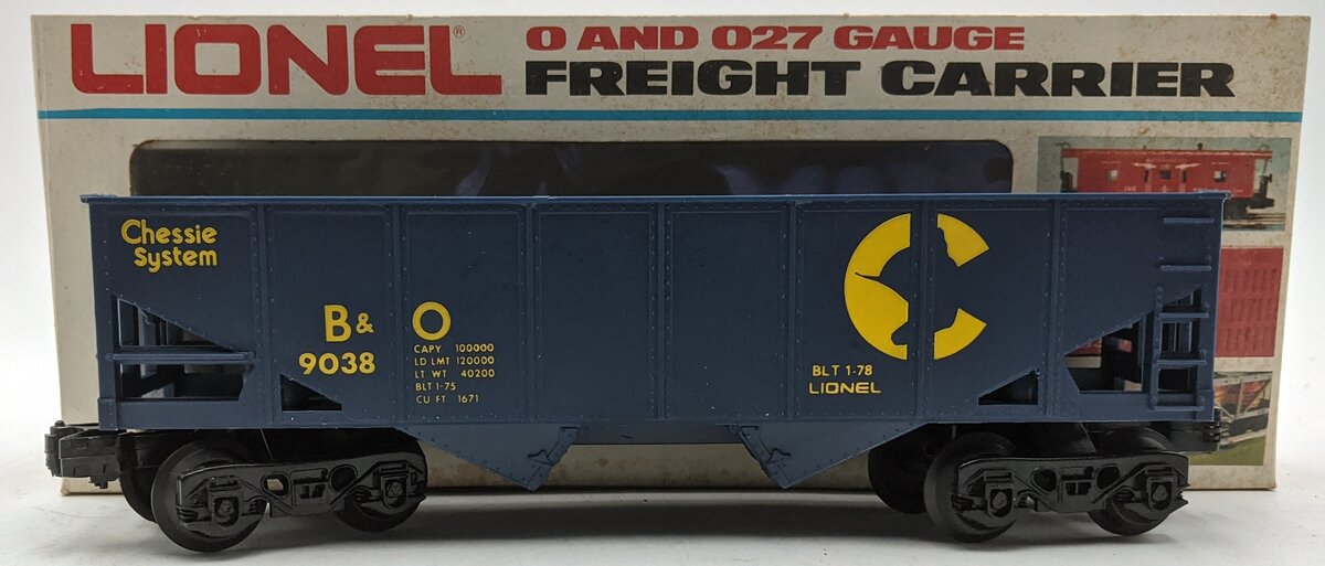 Lionel 6-9038 O Gauge Chessie Short 2-Bay Hopper Car #9038 VG/Box