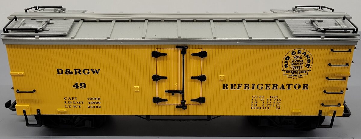 Delton 4257Y G Scale Denver & Rio Grande Western Reefer Car #49 VG/Box