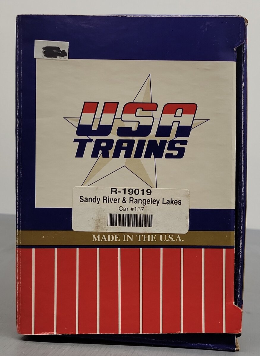 USA Trains 19019 G Scale Sandy Rivers & Rangeley Lakes Boxcar #137 EX/Box