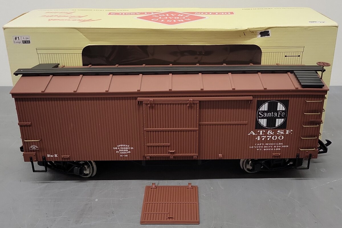 Aristo-Craft 86010 G Scale ATSF/Santa Fe Wood Box Car #47700 - Metal Wheels VG/Box