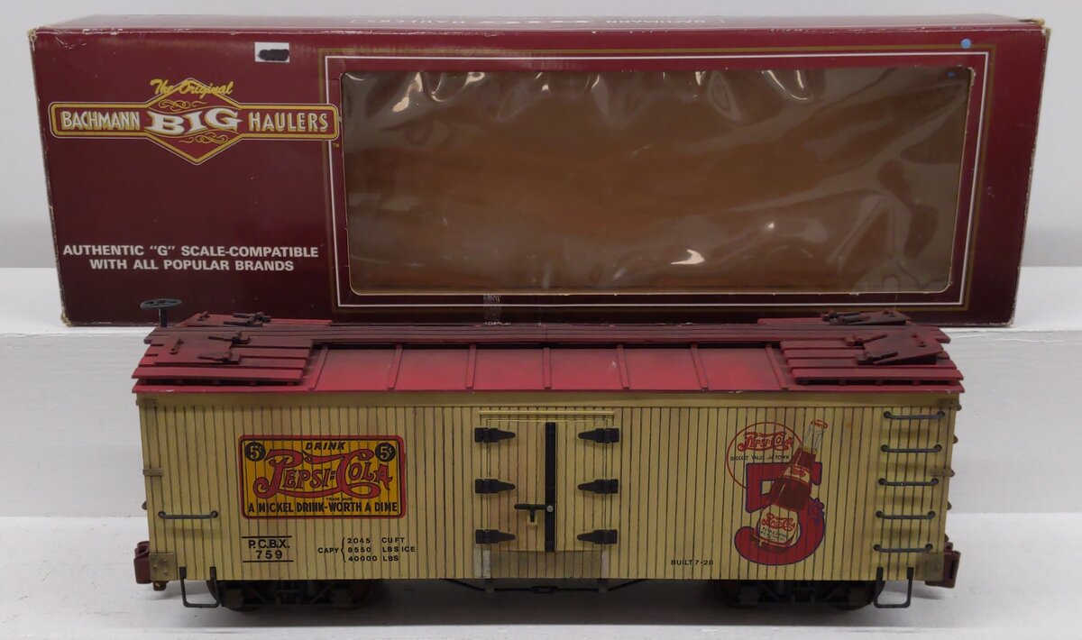 Bachmann 93251 G Scale Pepsi Cola Billboard Reefer Car #759 - Weathered/Box